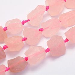 Chapelets de perles en quartz rose naturel, pépites, 17~30.5x11~26x11~26mm, Trou: 2mm, Environ 16~19 pcs/chapelet, 15.7 pouce (40 cm)