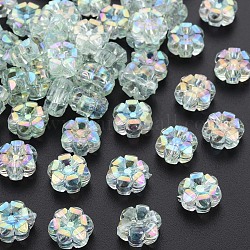 Perles en acrylique transparente, de couleur plaquée ab , fleur, miellat, 10x5mm, Trou: 1.8mm, environ 1650 pcs/500 g