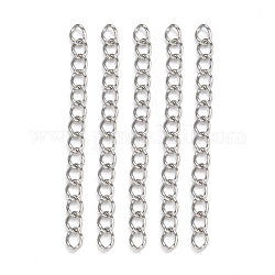 304 Stainless Steel Ends Chains, Twisted Chain Extension, for Anklet Jewelry, Solder, Stainless Steel Color, 40x3mm, Links: 4x3x0.5mm