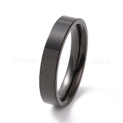 201 anillo liso de acero inoxidable para mujer, electroforesis negro, 4mm, diámetro interior: 17 mm