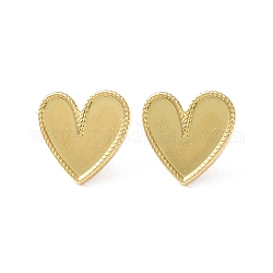 Ion Plating(IP) 304 Stainless Steel Stud Earring for Women, Heart, Real 18K Gold Plated, 17.5x18mm, Pin: 0.8mm