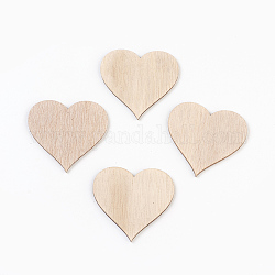 Cabochons en bois, formes en bois découpées au laser, cœur, burlywood, 49~49.5x52x2.5mm