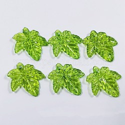 Plastic Pendants, Maple Leaf, Green, 21x20mm, Hole: 2mm