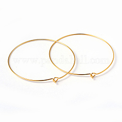 Accessoires de bijoux doré crochets d'oreilles plaquées laiton, anneaux de breloque de verre à vin, environ 45 mm de diamètre intérieur, épaisseur de 0.8mm