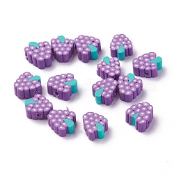 Autumn Theme Handmade Polymer Clay Beads, Grape, Purple, 10~11x8.5~10x4.3~4.7mm, Hole: 1.4mm