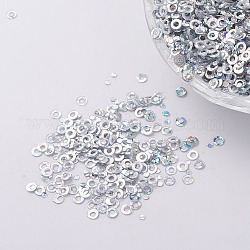 Украшение аксессуаров пластиковая пайетка / блестки бисер, кольцо, серебряные, 2x0.1 мм, отверстие : 0.8 мм