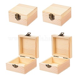 Квадратный сосновый ящик, с железом найти, деревесиные, 10x9x5.15 см, Внутренний размер: 7.4x7.5 см