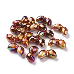 UV Plating Rainbow Iridescent Acrylic Beads, with Gold Foil, Bowknot, Sienna, 29x14.9x12mm, Hole: 5mm