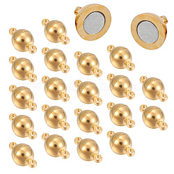 Латунные магнитные застежки с петлями, круглые, золотые, 16x10 мм, отверстие : 1.6 мм