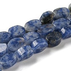 Perles de jaspe tache bleue naturelle, Ovale Plat, 6~6.5x4~4.5x2.5mm, Trou: 0.6mm, Environ 64 pcs/chapelet, 15.94'' (40.5 cm)