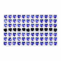 Cabujones de vidrio translúcido k9, espalda plana, corazón, azul, 7.5x8x4mm, aproximamente 84 unidades / bolsa