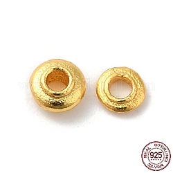 Perles 925 en argent sterling, plat rond, couleur or mat, 3x1mm, Trou: 1.2mm