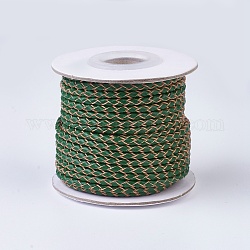 Плетеные кожаные шнуры, круглые, темно-зеленый, 3 мм, около 10 ярдов / рулон