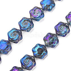 Chapelets de perles en verre électroplaqué, couleur ab , fleur, bleuet, 16x14.5x7.5mm, Trou: 1mm, Environ 40 pcs/chapelet, 24.80 pouce (63 cm)