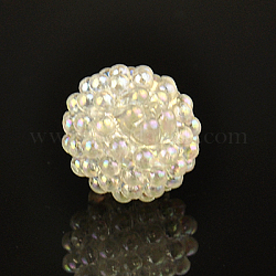 Opaque Acrylic Beads, AB Color, Round, Creamy White, Size: about 15mm in diameter, hole: 1mm, 420pcs/pound