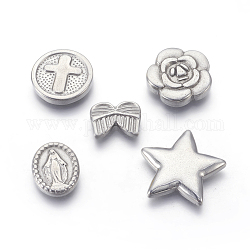 304 Stainless Steel Cabochons, Mixed Shapes, Stainless Steel Color, 10~20x12~20x2.5~3.5mm