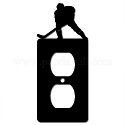 Iron Light Switch Decorations, with Screws, Rectangle with Man, Black, 163x70x1.5mm