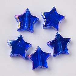 Perle di plastica trasparente, ab colore placcato, stella, blu, 11x11x4mm, Foro: 1.6 mm, circa 2150pcs/500g