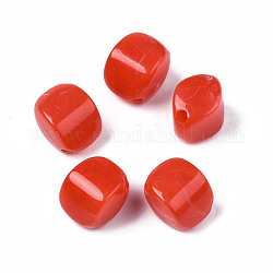 Acryl-Perlen, Nachahmung Edelstein-Stil, Rhombus, orange rot, 12x12x8 mm, Bohrung: 1.8 mm, ca. 830 Stk. / 500 g