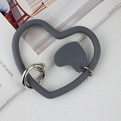 Lanière de téléphone en silicone avec boucle en forme de cœur, lanière de poignet avec porte-clés en plastique et alliage, grises , 7.5x8.8x0.7 cm