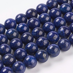 Natural Lapis Lazuli Beads Strands, Dyed, Round, Blue, 10mm, Hole: 1mm, about 19pcs/strand, 7.6 inch