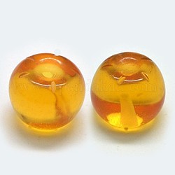 Glass Beads, Half Drilled Hole, Dyed, Apple, Goldenrod, 10x8mm, Hole: 1mm