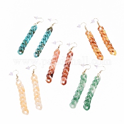 Акриловые серьги-цепочки с кисточками, болтающийся серьги, с позолоченными латунными крючками для серег и пластиковыми ушными гайками, разноцветные, 87 мм, штифты : 0.8 мм