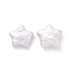 Perline di perle naturali di keshi, perla d'acqua dolce coltivata, Senza Buco / undrilled, stella, bianco antico, 11.5~12x13x3.5~5.5mm