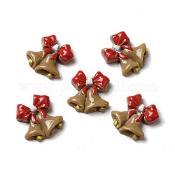 Cabujones navideños de resina opaca, campana de navidad con lazo rojo, camello, 20x19x5mm