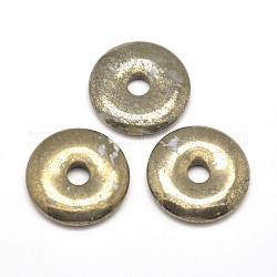 Donut/Pi Disc Natural Pyrite Pendants, 45x6mm, Hole: 10mm