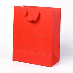 Бумажные мешки, с ручками, подарочные пакеты, сумки для покупок, прямоугольные, красные, 32x25x13.2 см