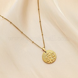 Ожерелье с подвеской из нержавеющей стали для женщин в виде монеты созвездия, золотые, Весы, 17.72 дюйм (45 см)