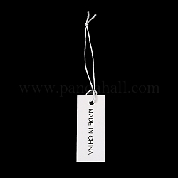 Paper Price Tags, with Elastic Cord, Rectangle with Word, WhiteSmoke, 9~9.5cm, Rectangle: 40x17x0.3mm