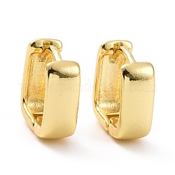 Латунные массивные квадратные серьги-кольца для женщин, без кадмия и без свинца, золотой свет, 12x11x4.5 мм, штифты : 1 мм