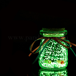 Bottiglia dei desideri in vetro luminoso con nastro di colore casuale, si illuminano al buio, cielo stellato origami barattolo stella bottiglia alla deriva per arredamento camera da letto ornamenti desktop regalo, verde primavera, 53x75mm