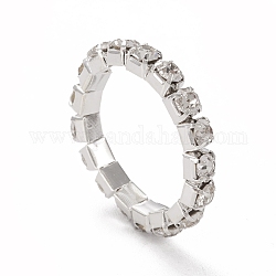 Bagues d'alliage, anneaux de cristal strass, bagues de mariage de fiançailles, platine, 3mm, taille 7, 17mm