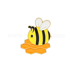 Kreative Broschen aus Zinklegierung, Emaille Anstecknadel, mit eisernen Schmetterlingskupplungen oder Gummikupplungen, Biene, golden, Farbig, 30x25 mm, Stift: 1 mm