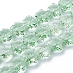 Perle di vetro trasparente, sfaccettato, fiore di prugna, verde chiaro, 10x10x7mm, Foro: 1 mm