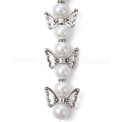 Angel Fairy Shape Glass Pearl Beads Strands, with Tibetan Style Alloy Wing Beads and Nylon Wire, WhiteSmoke, 20x18x8mm, Hole: 0.8mm, about 4pcs/strand, 3.27 inch(8.3cm)