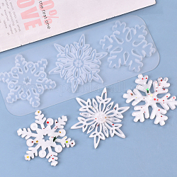 Winter Themed Snowflake Food Grade Fondant Silicone Molds, for DIY Cake Decoration, Chocolate, Candy, Resin Craft, White, 230x88x7mm, Inner Diameter: 17~88x59~80mm