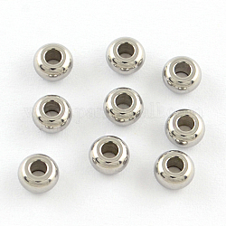Intercalaires perles rondelles 201 en acier inoxydable, couleur inoxydable, 5x3mm, Trou: 2mm