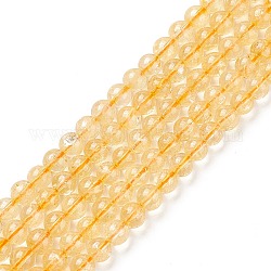 Perline citrino naturale fili, tondo, tinti e riscaldato, 6mm, Foro: 1 mm, circa 60~63pcs/filo, 15.5~15.7 pollice (38~40 cm)