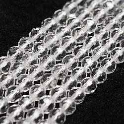Natural Quartz Crystal Beads Strands, Rock Crystal Beads, Faceted, Round, 4mm, Hole: 1mm, about 96pcs/strand, 14.9 inch~15.1 inch