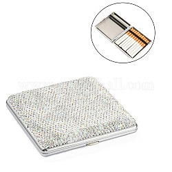 Shining Square Alloy Cigarette Cases, Covered with Rhinestone, Crystal AB, 98x97x22mm