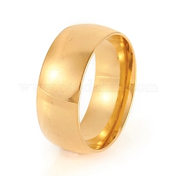 201 acero inoxidable anillos de banda lisos, dorado, tamaño de 8, diámetro interior: 18 mm, 8mm
