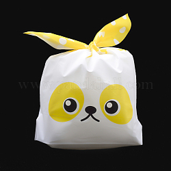 Sacchetti di caramelle di plastica del coniglietto di kawaii, borse per le orecchie di coniglio, sacchetti regalo, stampato a due lati, giallo, 18x10cm