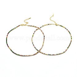 Colliers de tennis en laiton, avec des chaînes de cupules en zircone cubique et des pinces à homard, or, 14.37 pouce (36.5 cm)