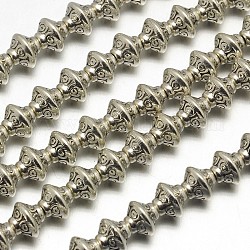 Tibetischen Stil bicone Legierungskorn-Stränge, Bleifrei und cadmium frei, Antik Silber Farbe, 7x6 mm, Bohrung: 2 mm, ca. 34 Stk. / Strang, 8 Zoll