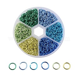 6 Farben Aluminiumdraht offene Ringe springen, Mischfarbe, 6x0.8 mm, ca. 4.4 mm Innendurchmesser, über 180pcs / Farbe, 1080 Stück / Karton