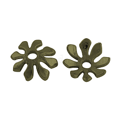 8 -petal Blume Legierung Perlenkappen, Tibetischen Stil, Cadmiumfrei und Nickel frei und Bleifrei, Antik Bronze, 10x3 mm, Bohrung: 2 mm